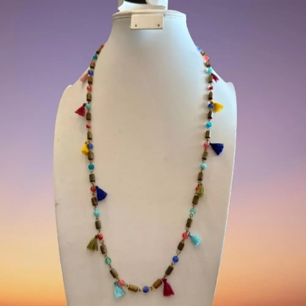 Plunder Designs Colorful Tassel Beaded Shayla Necklace